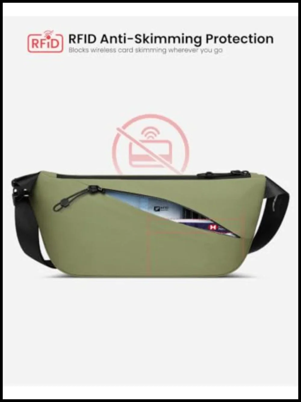 2L Sling Bag RFID Blocking Crossbody Water Repellent Nylon EDC Chest Pack